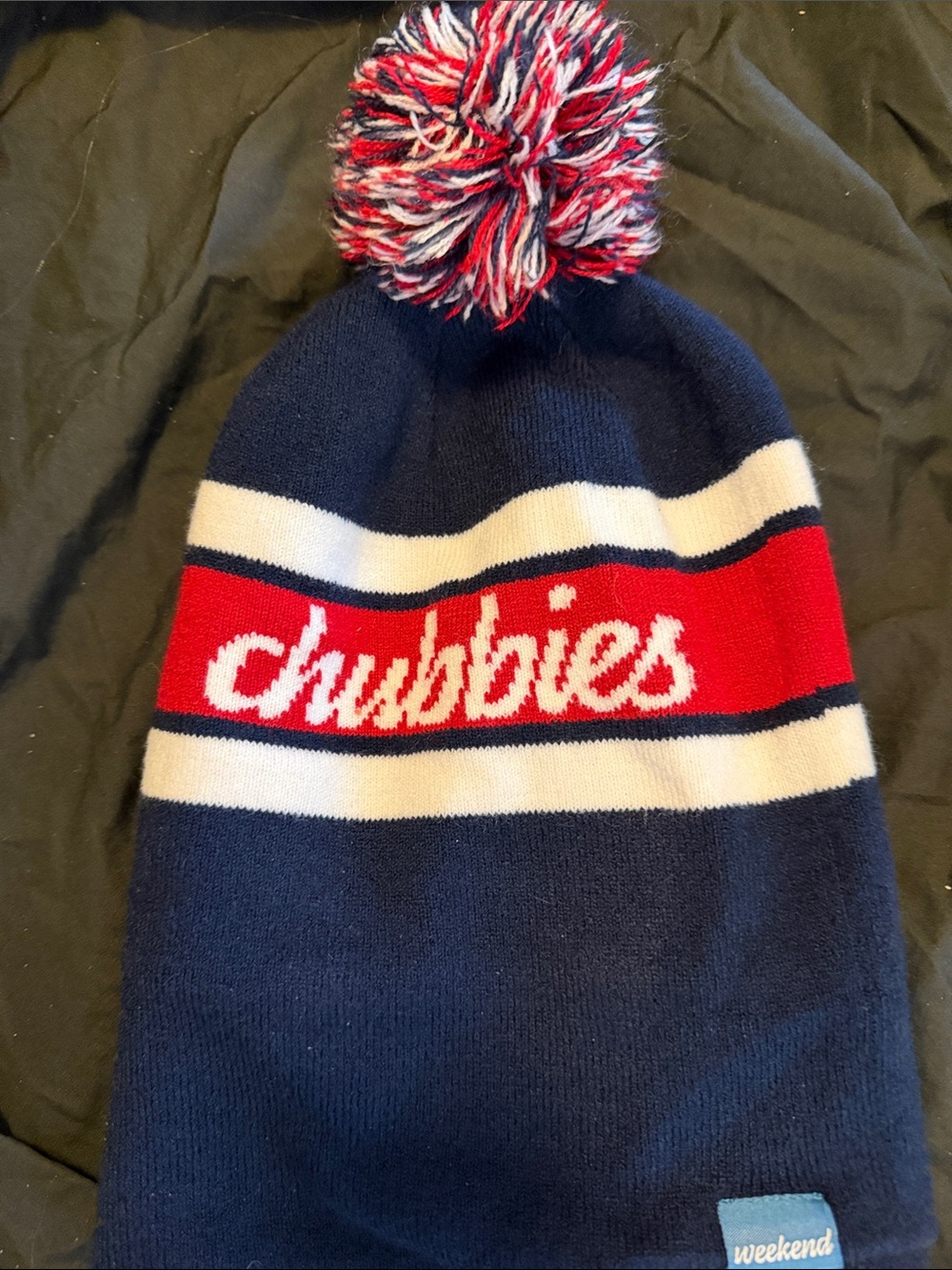 chubbies Navy, Red & White Pom-Top mens Beanie